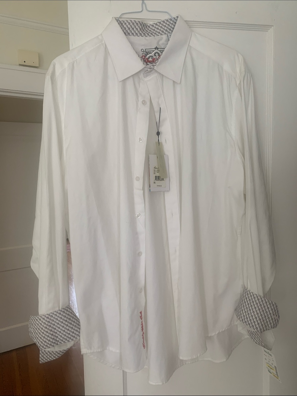 Robert Graham White Dress Shirt with Patterned Trim